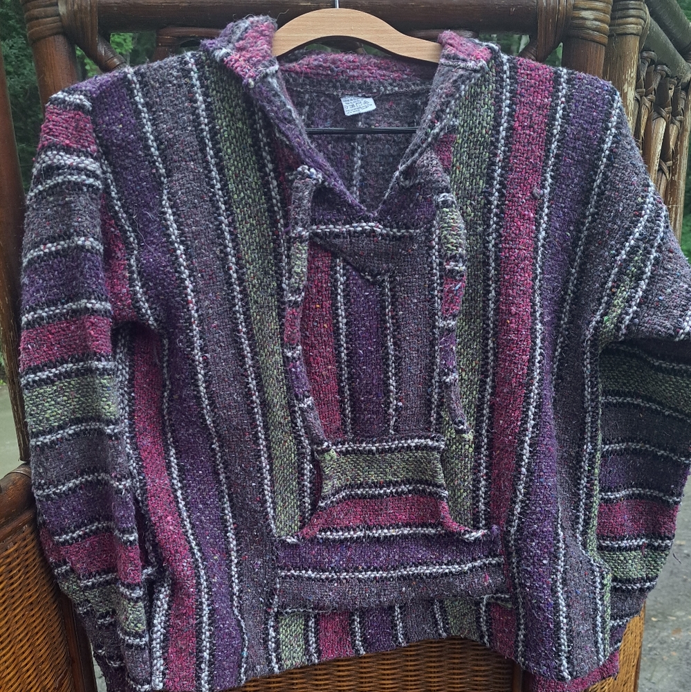 Girls striped poncho made in Mexico
